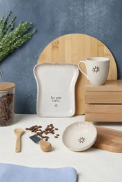 Hermia Set de Desayuno de 3 Piezas en Cerámica Crema y Negro